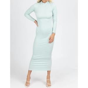 NEW WIN WIN APPAREL long sleeve open back dress in misty blue